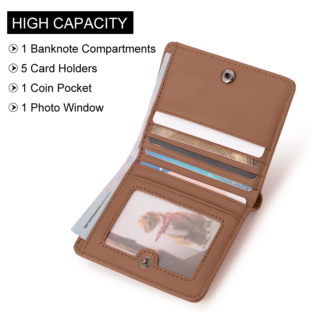 HUMERPAUL Genuine Leather Wallets for Women Fashion Small Coin Purse with RFID Card Slots Female Mini Money Clip