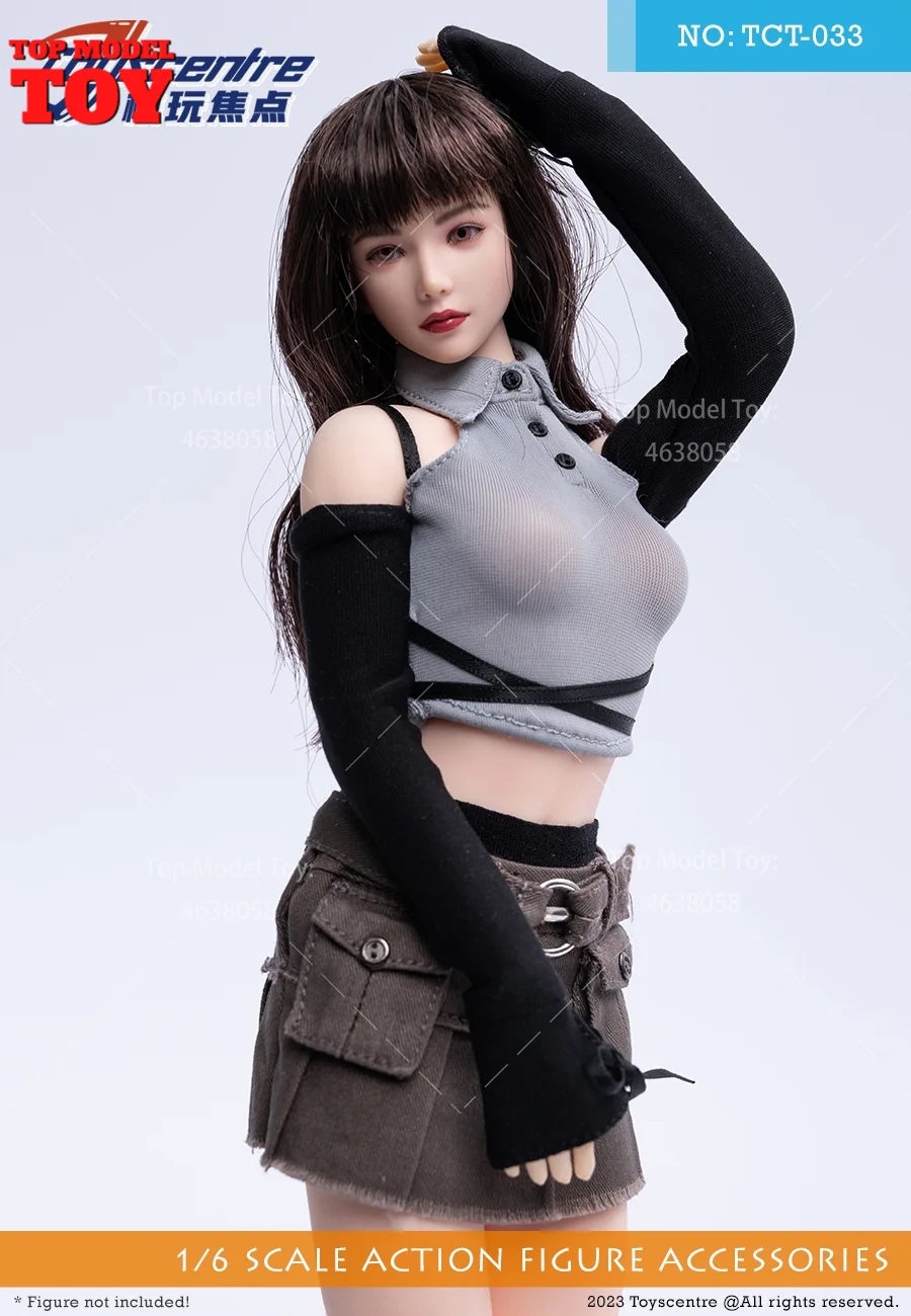 Toyscentre TCT-033 1/6 TCT-034 School Girl JK Skirt T-shirt Clothes Accessory Model Fit 12'' Female Soldier Action Figure Body