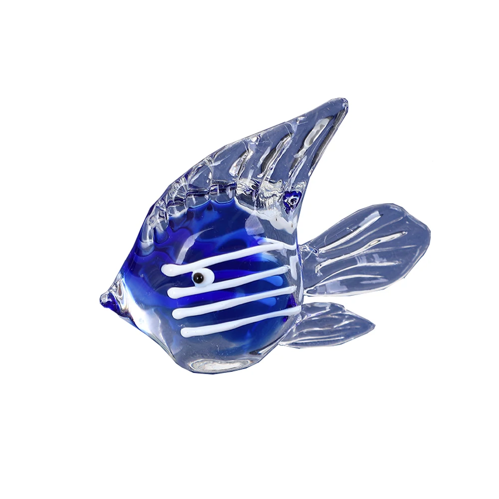 4Pcs Handmade Glass Fish Figurines Collectible Miniature Art Glass Sea Animals Sculpture Tropical Fish Ornaments for Fish Tank