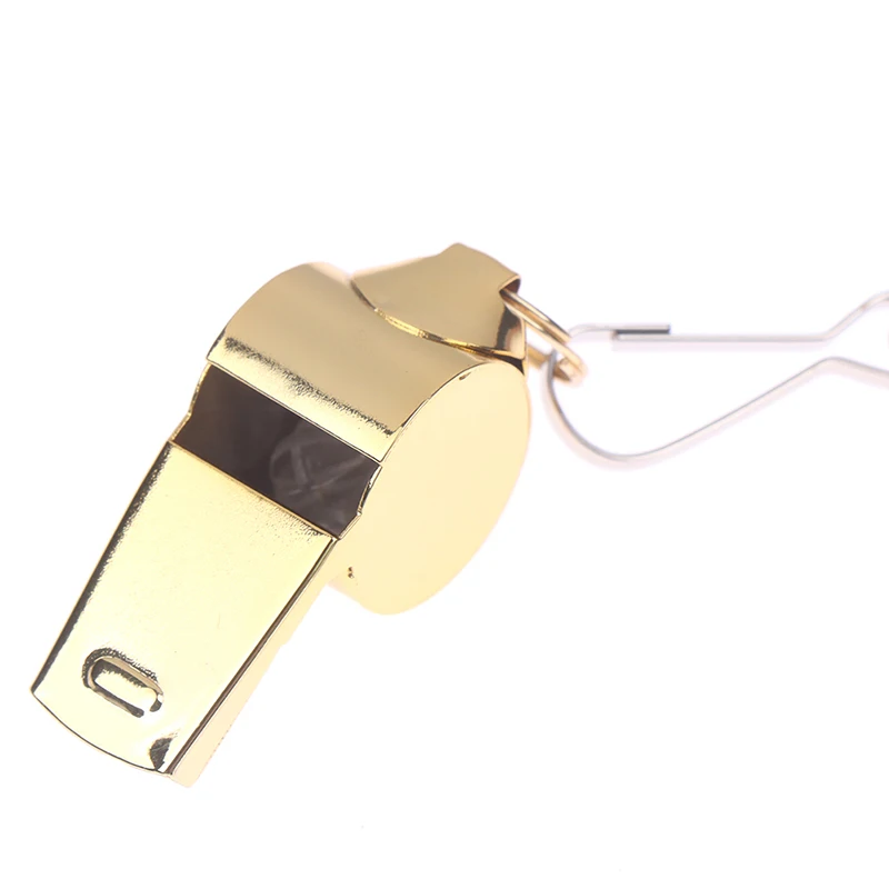 

Gold Stainless Steel Rope Whistle Hanging Neck Outdoor Lifesaving Whistle