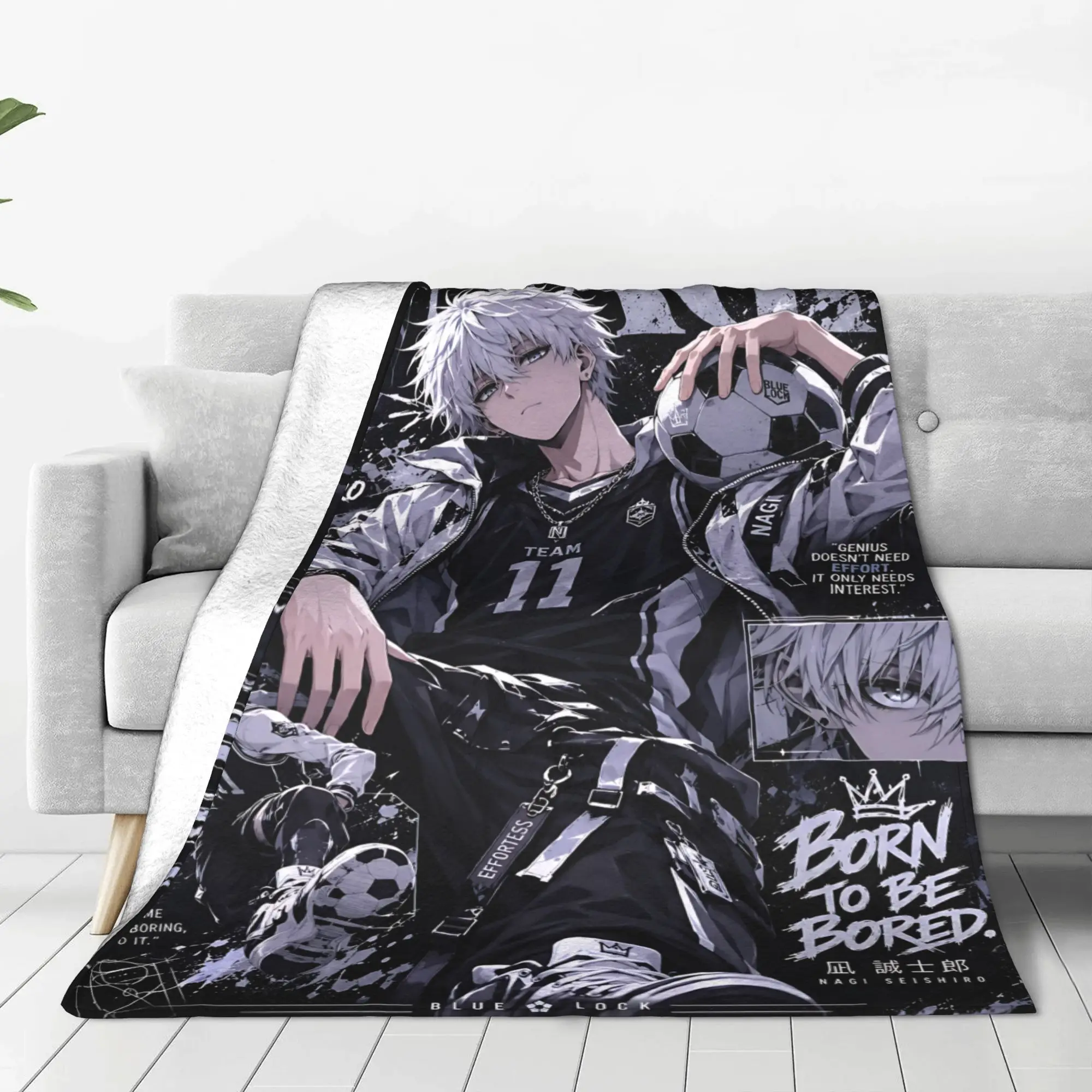 1PC home Christmas Room Decor Blue Lock Football Anime Blanket Throw Blanket  Novelty Warm Blanket All Season