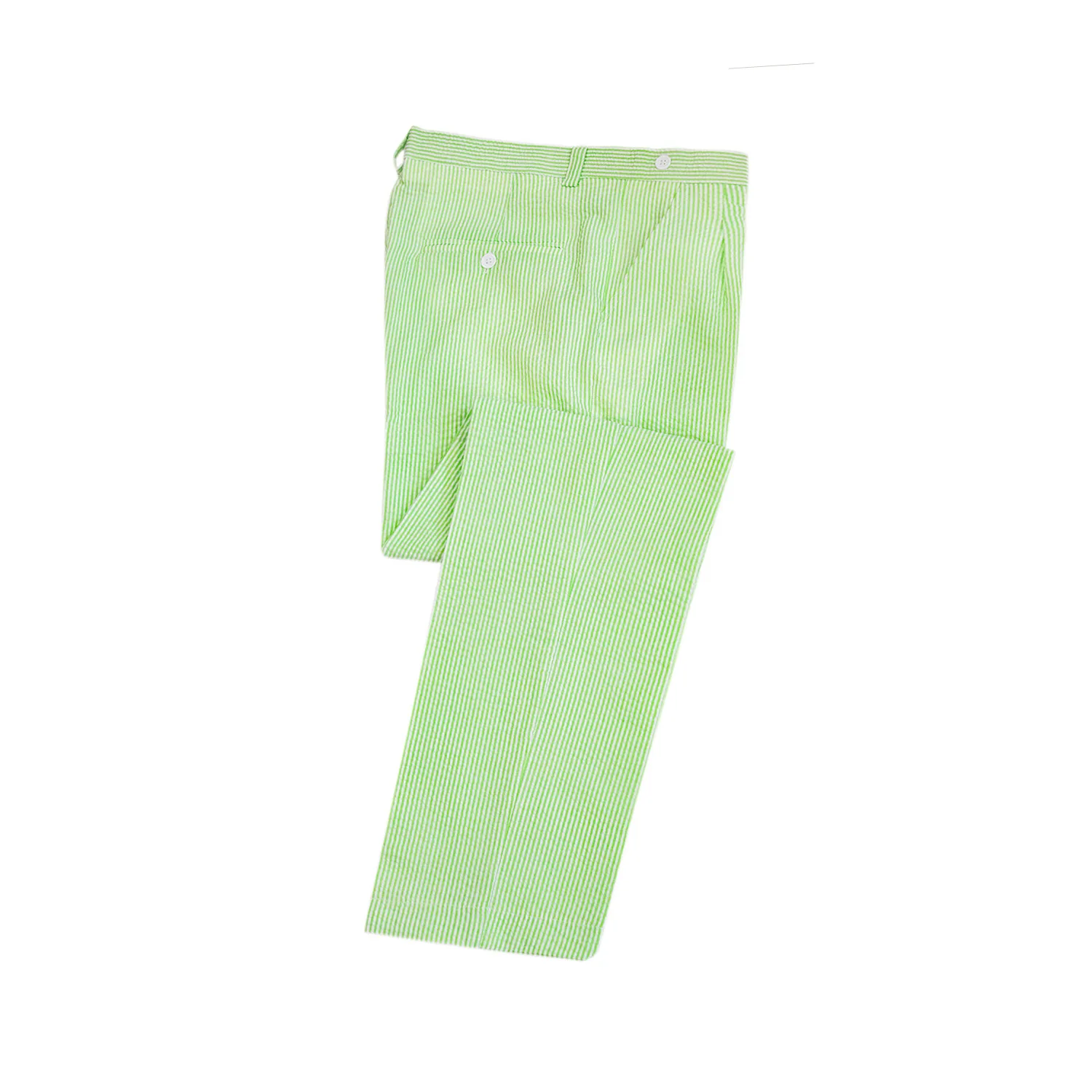 Classic Green Striped Men's Casual Pants with Button Flap Pockets Autumn Wedding Guest Beach Trousers Customized M241894
