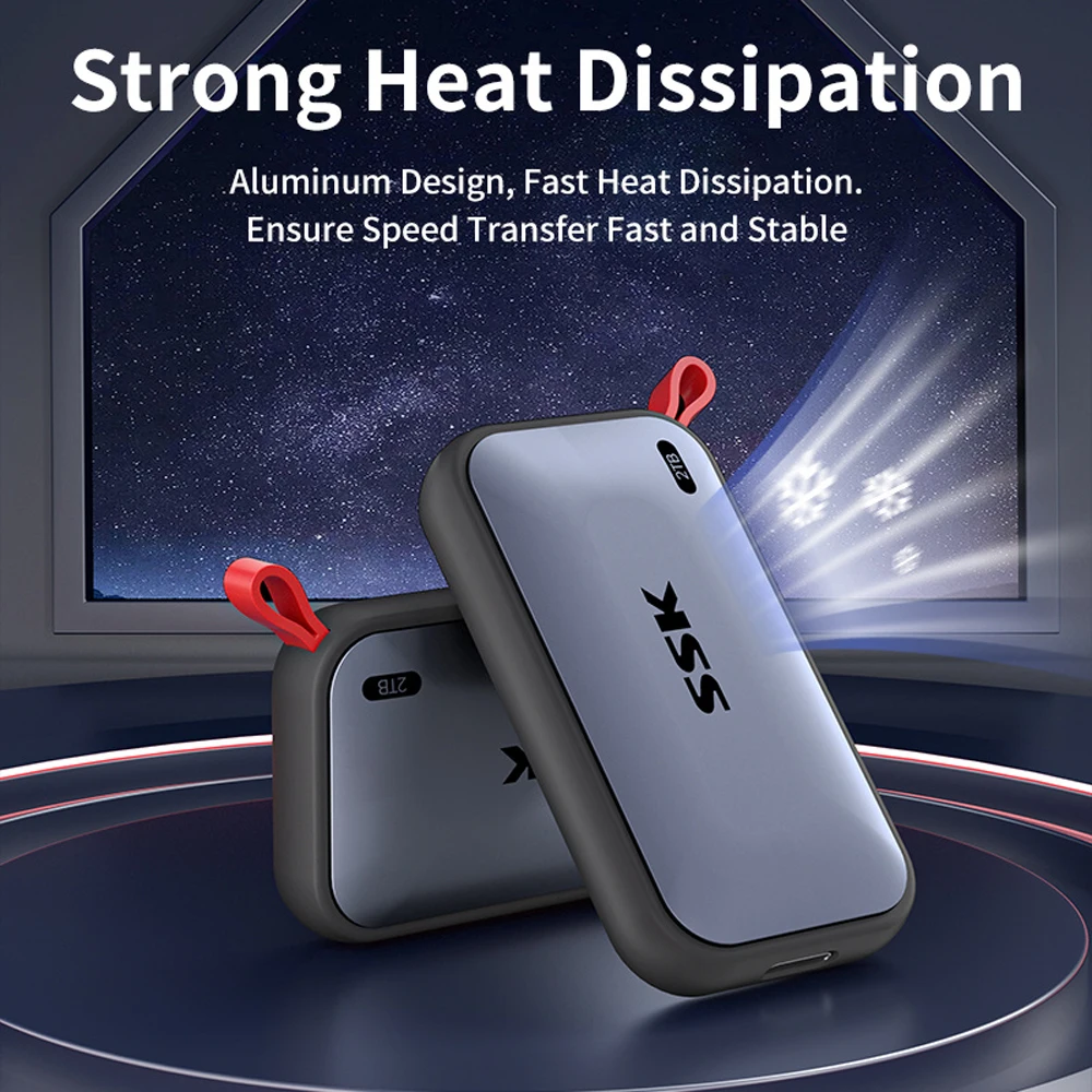 SSK Portable SSD 1TB 2TB External Solid State Drives Up To 2000MB/s Type-C External Hard Drive for Mobile Phone Computer Laptop