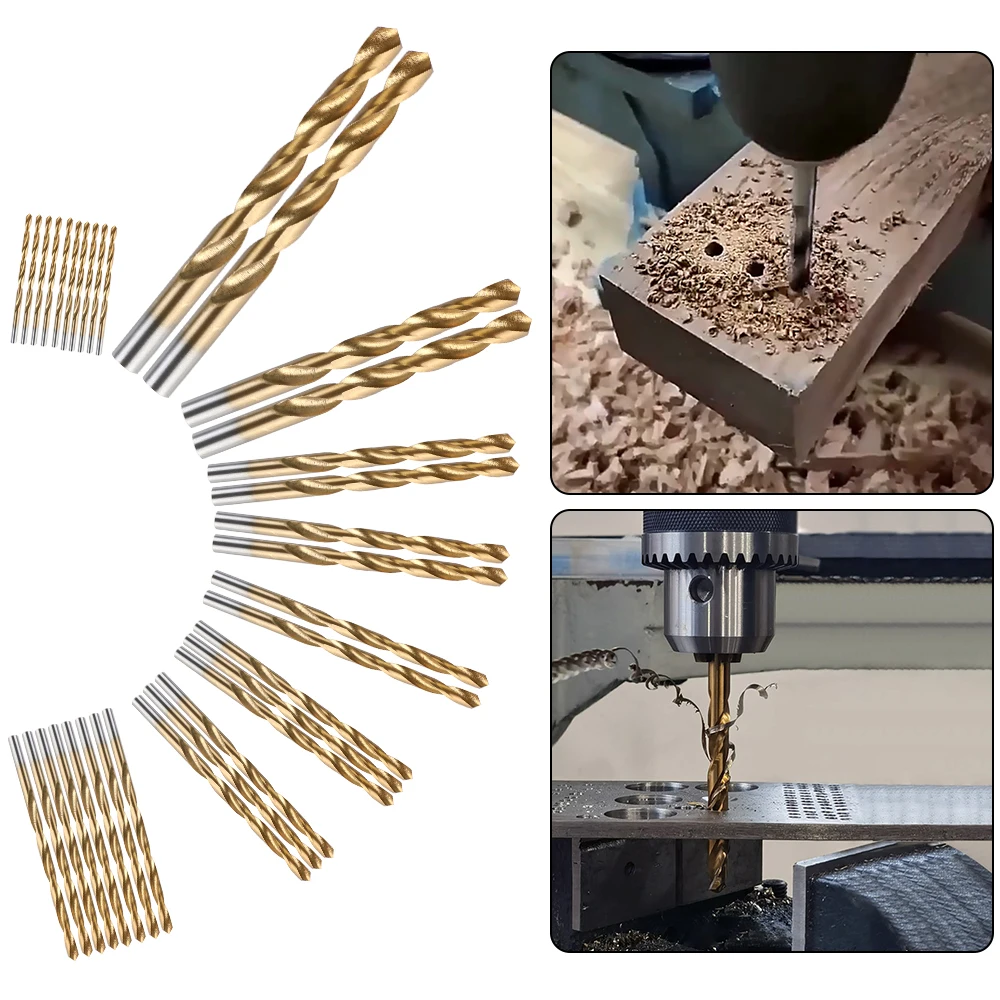 

High Speed Steel Titanium Coated Drill Bits Drilling Hole Tools Twist Drill Set Anti-rust Wear Protection 1/4"-1/16" 99pcs