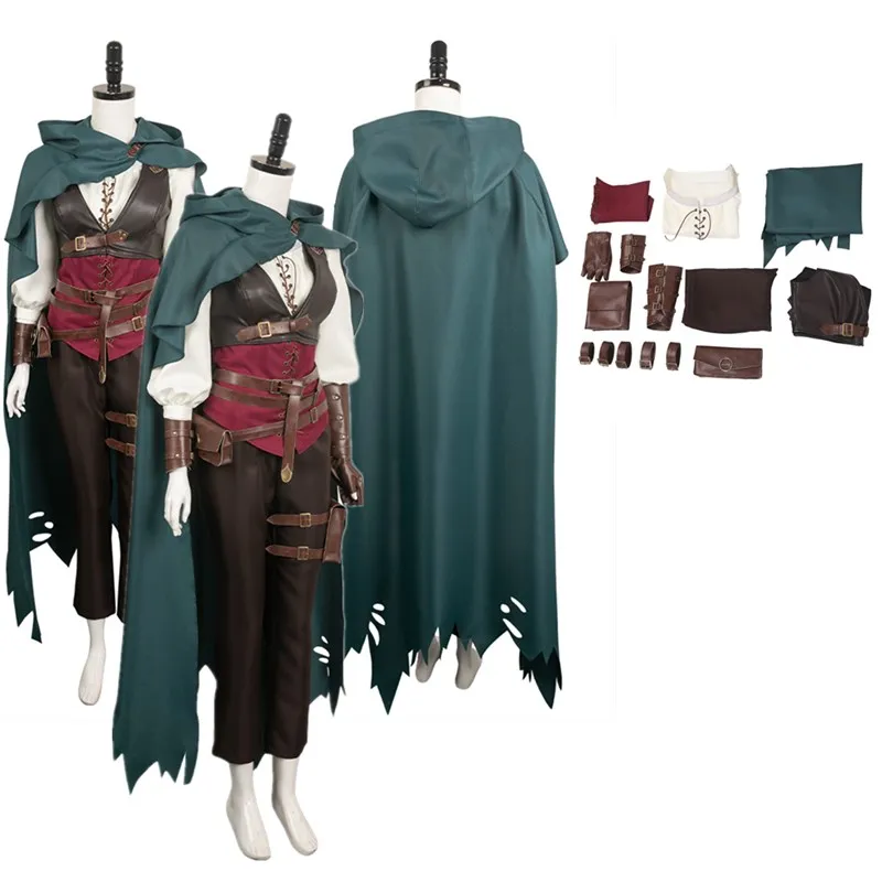 

Ulrika Cosplay Costume Dragon Cos Fantasy Dogma Disguise Adult Women Vest Pants Cloak Outfits Halloween Carnival Party Suit