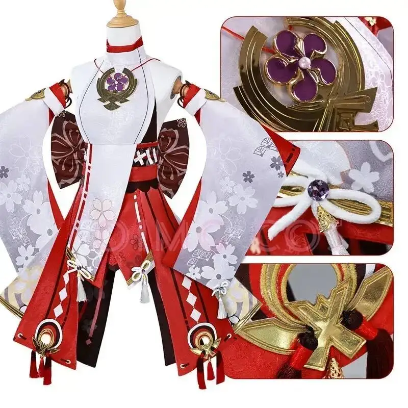 

High Quality Yae Miko Cosplay Costume Uniform Jacquard Fabric Wig Chinese Style Halloween Costumes for Women Game Anime
