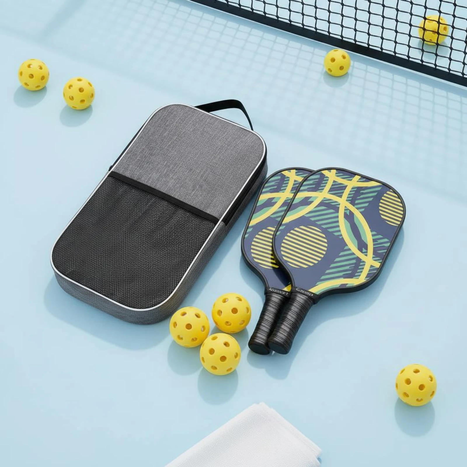 Pickleball Set 2 Paddles 4 Balls Lightweight Design Fiberglass Pickleball Racket Kit Hexagonal Interior Paddle Non-slipSlip Grip