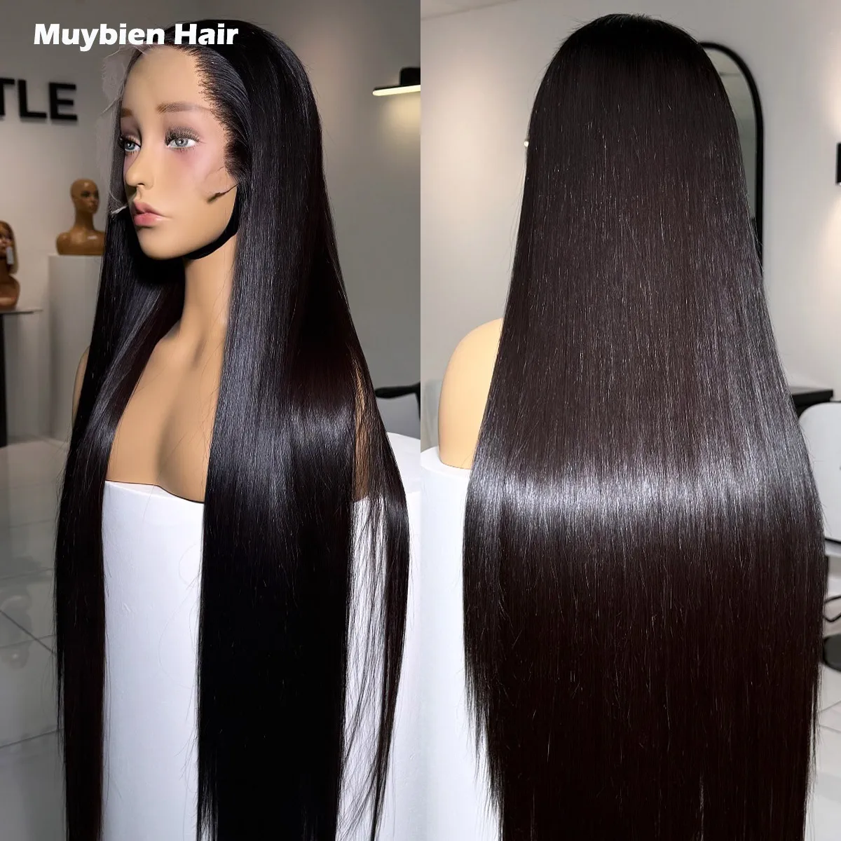 

Натуральный черный парик 13x6 HD Lace Front из 100% человеческих волос, прямой, без клея, плотность 400, для женщин