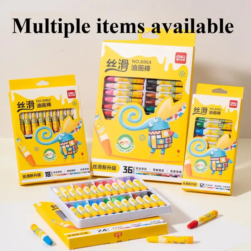 Deli 6961-6964 Oil Pastels 12-36 Colors Soft Wax Crayons EU US Certified Art Painting Pencils for Creative Drawing & Coloring