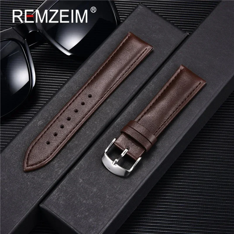 Genuine Leather Watch Bands Strap 14mm 16mm 18mm 20m 22mm Men Women Black Blue Purple Pink Watch Band Strap