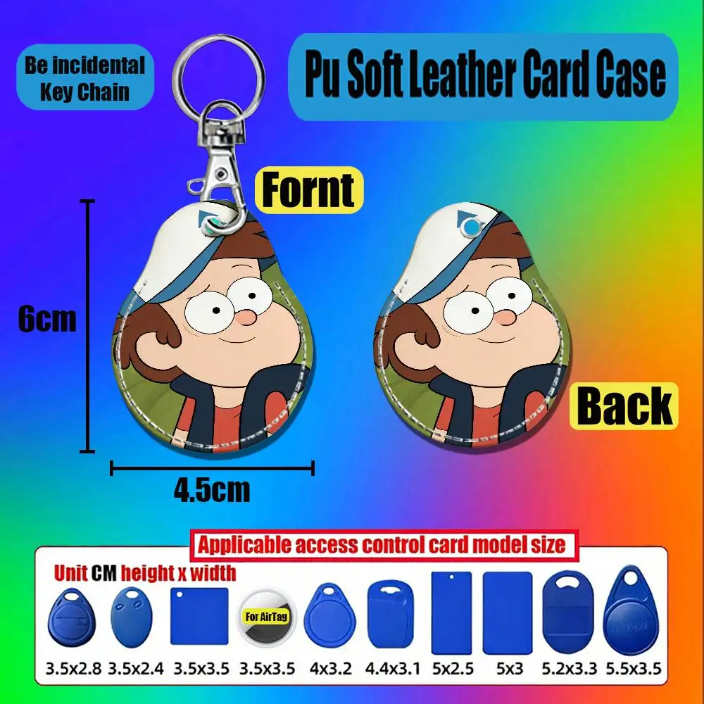 For Gravity Falls Giffany Dipper Bill Cipher For AirTag Case Card Holder Keychain ID Credit Bank Access Badge For Air Tag Case