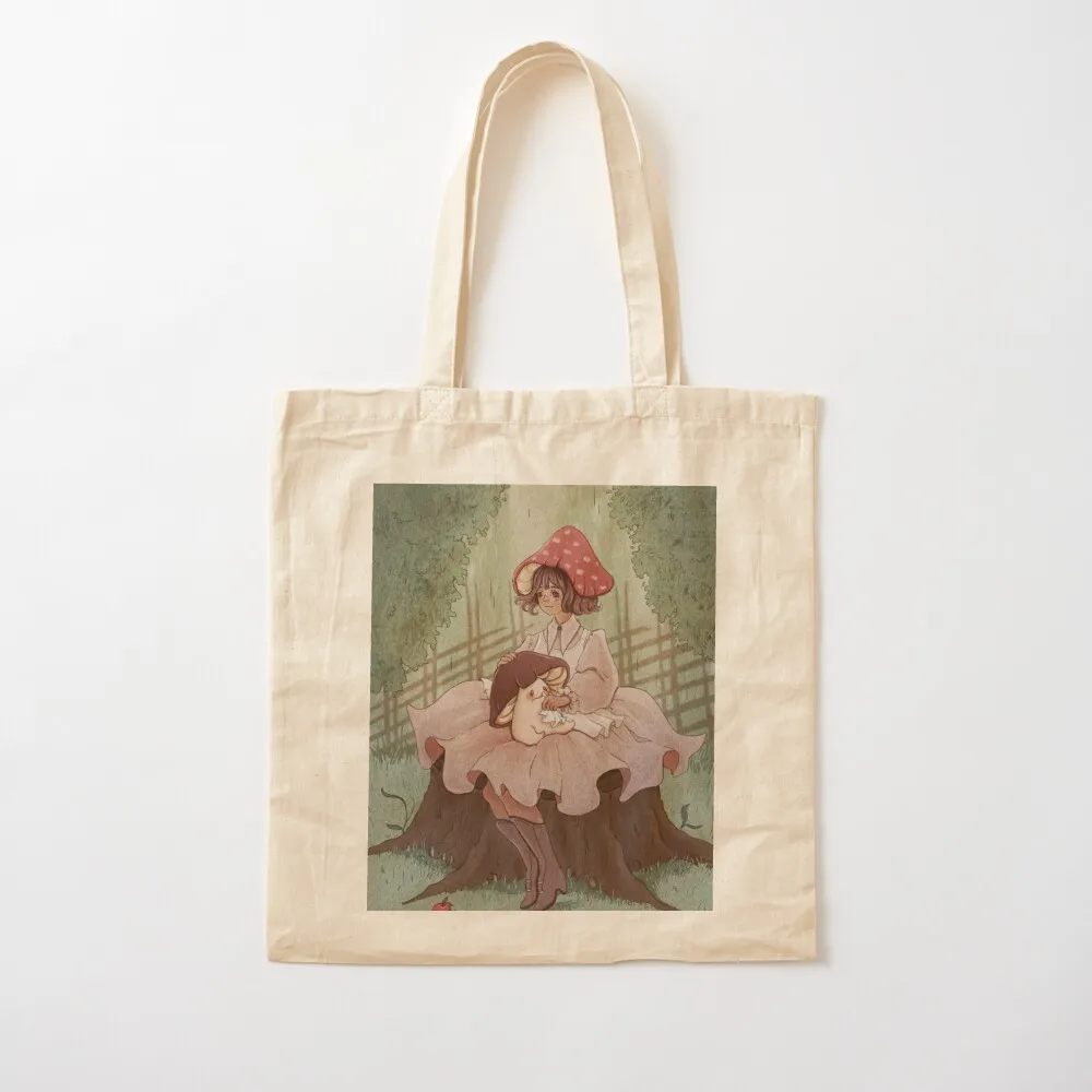 

Mushroom friend gets afternoon snack Tote Bag Handbags women Women's shopper Canvas Tote Bag