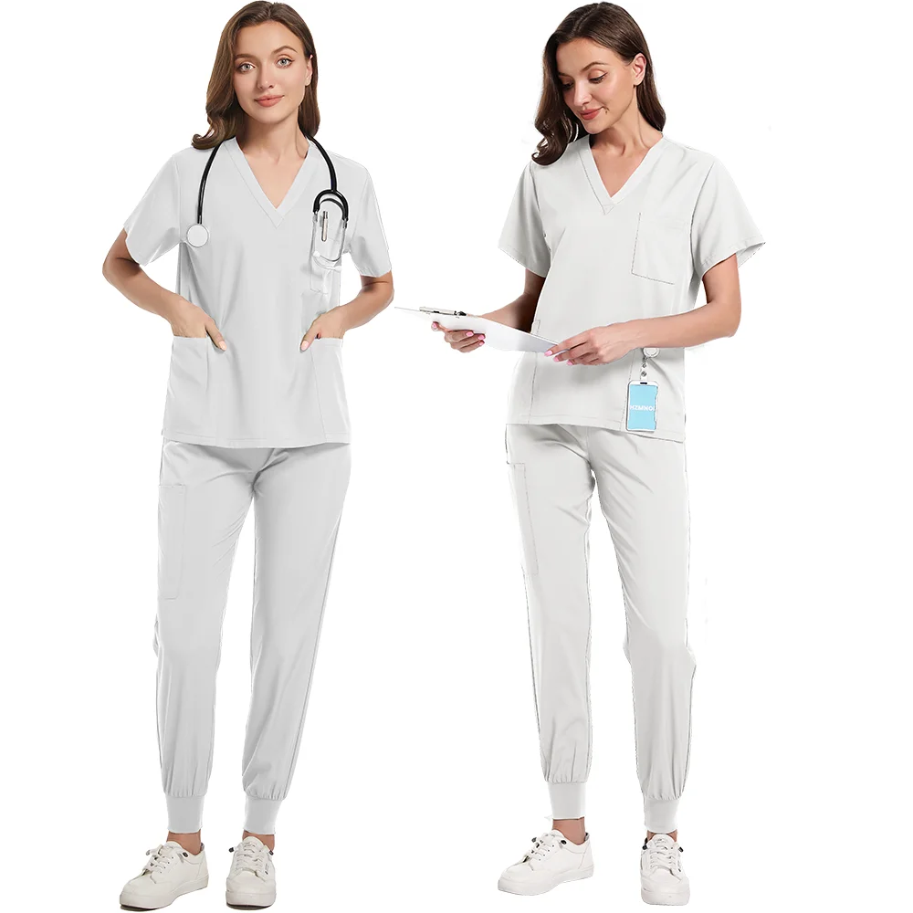 ドクタースーツ高品質制服医療ナース制服スクラブセット女性と男性のモダンな V ネックトップパンツ病院作業服