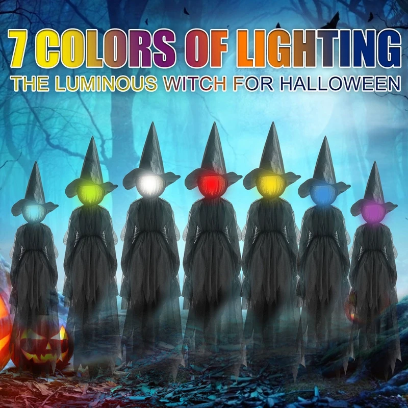 Decoraciones Halloween para exteriores, iluminación para sujetar manos, brujas que gritan, envío directo
