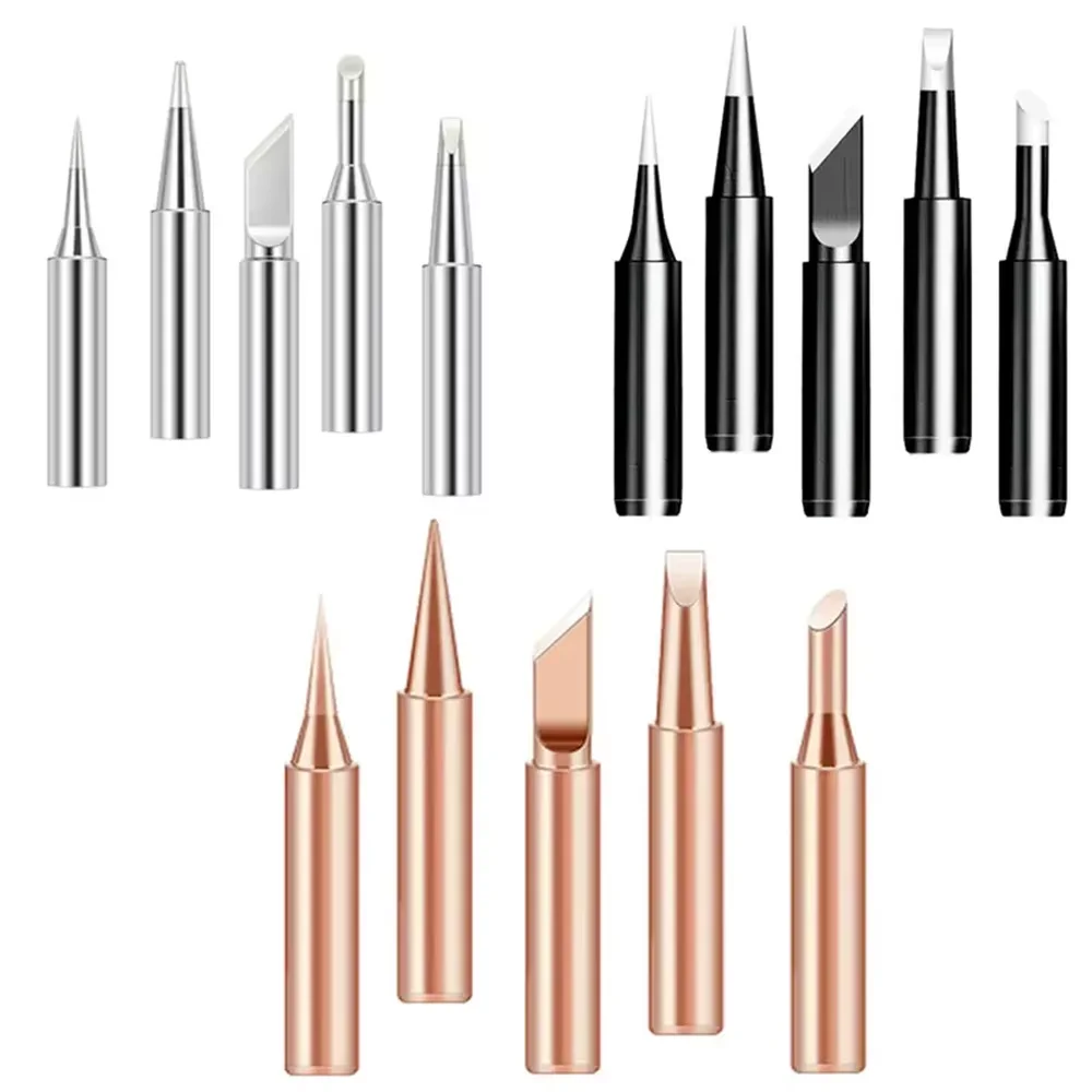 5pcs 900M Soldering Iron Tips Set, Copper Core Electric Soldering Bits for 936 Soldering Station