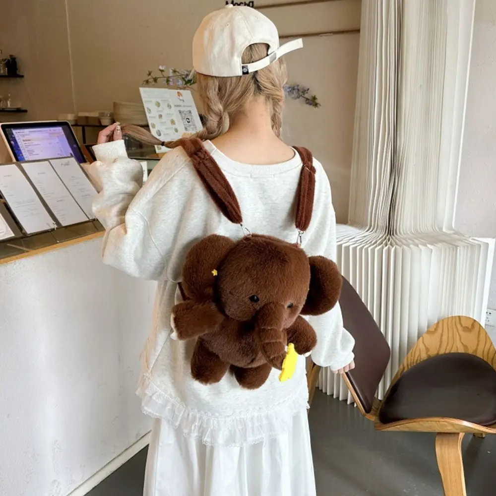 Gifts Adjustable Elephant Backpack Cute Style Soft Animal Schoolbag Animal Shape Cute Bookbag Autumn Winter