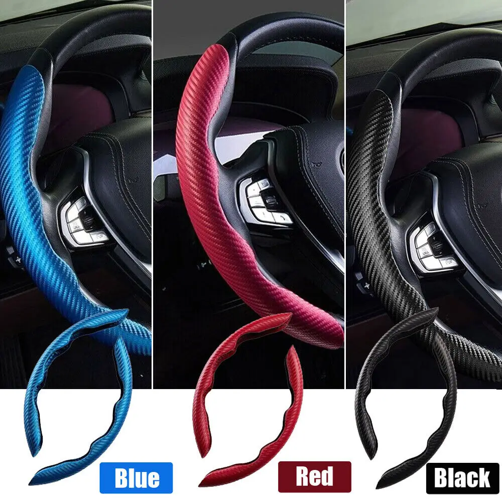 

2x Carbon Fiber Car Steering Wheel Booster Non-Slip Cover Accessories Universal