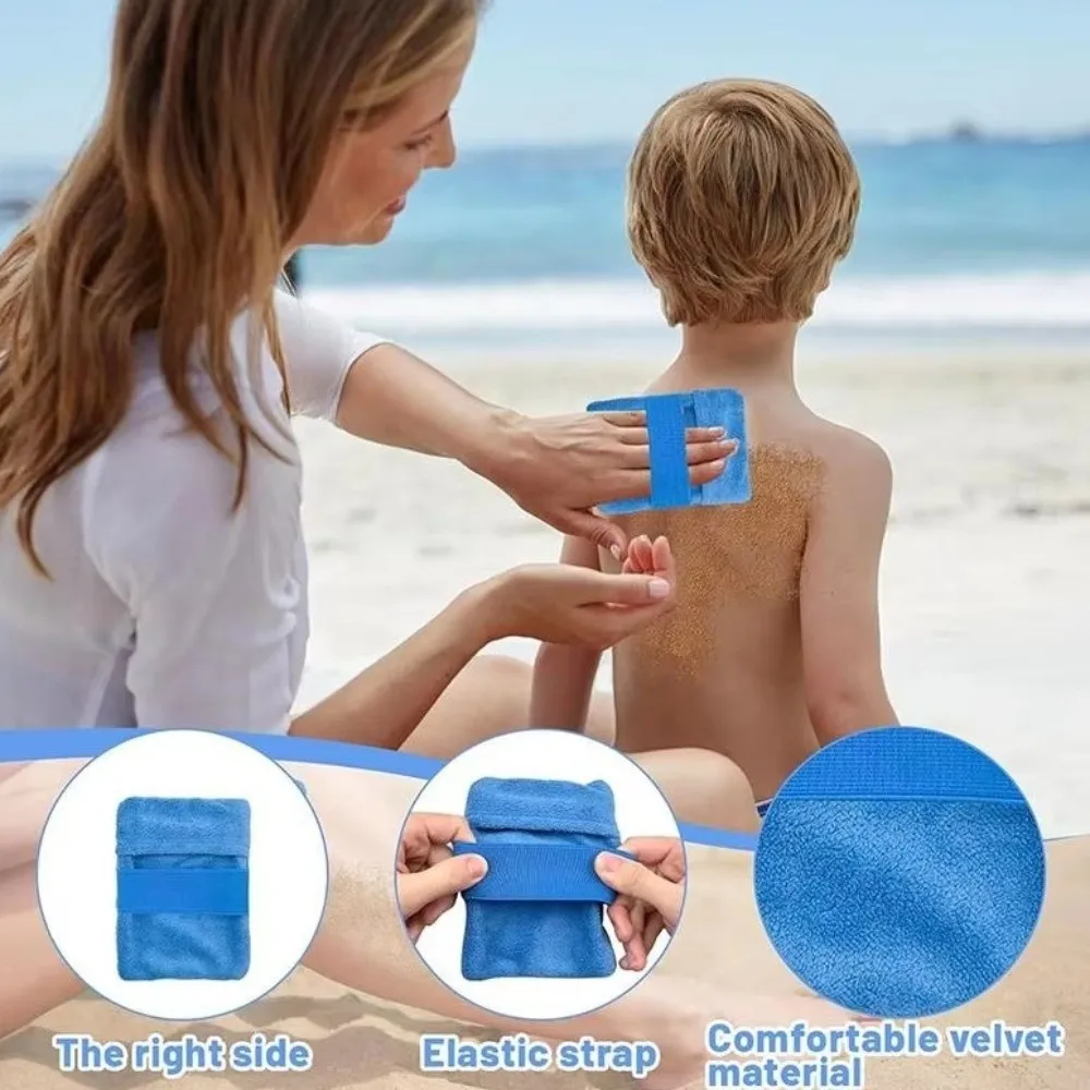

2PCS Effortless Portable Sand Removal Gloves Hand-washable Soft Beach Sand Remover Coral Fleece Sand Brush Family Vacation