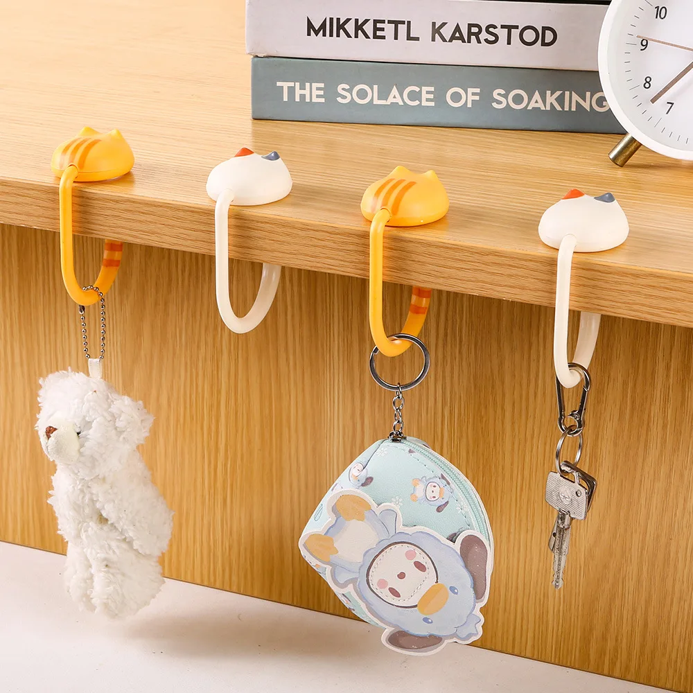 Cat Backpack Hook Desk Edge Hook Dormitory Gadget New Model with No Drilling Holes for Primary School Student Desk Side Hook.