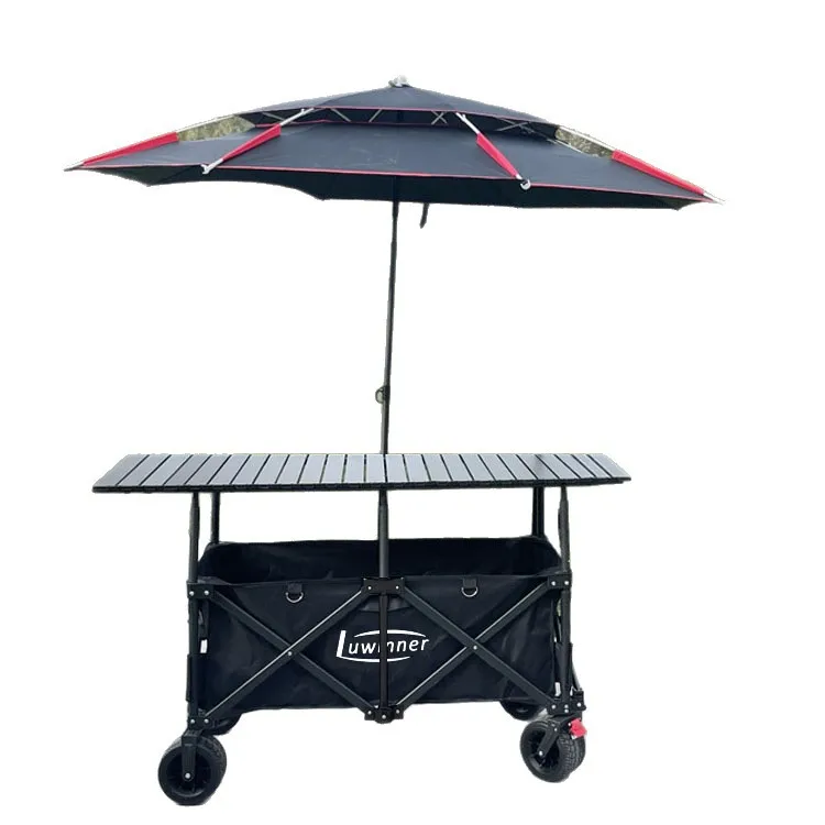 Multifunctional Folding Mobile Camp Cart for Night Market Stall Camping Dining Car Foldable Utility Cart for Outdoor Stall Campi