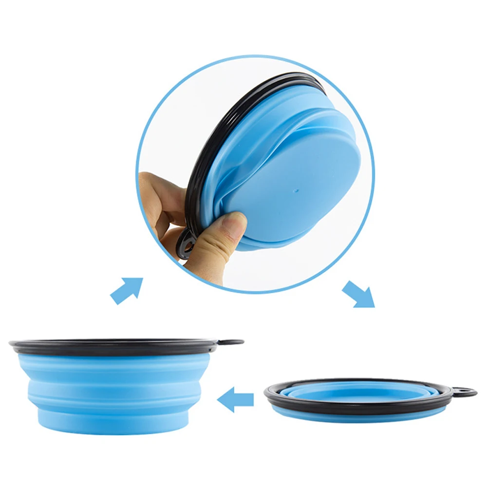 1PC 350ml Soft Silicone Pet Dog Bowl Folding Travel For Portable Collapsible Food Water Feeding Hanging Storage Odorless