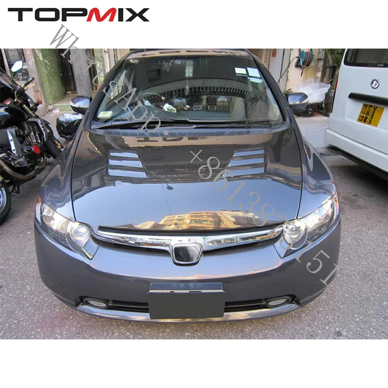 Suitable Si Coupe 2-Door FG2 / 4-Door FA1 Mu-Style Premium Carbon Fiber Engine Hood