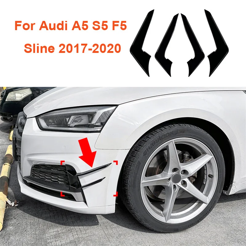 Front Wind Knife Spoiler Wing Knife Spoiler Grille Grill For Audi A5 S5 F5 Sline 2017 - 2020 Auto Blade Style Body Kits