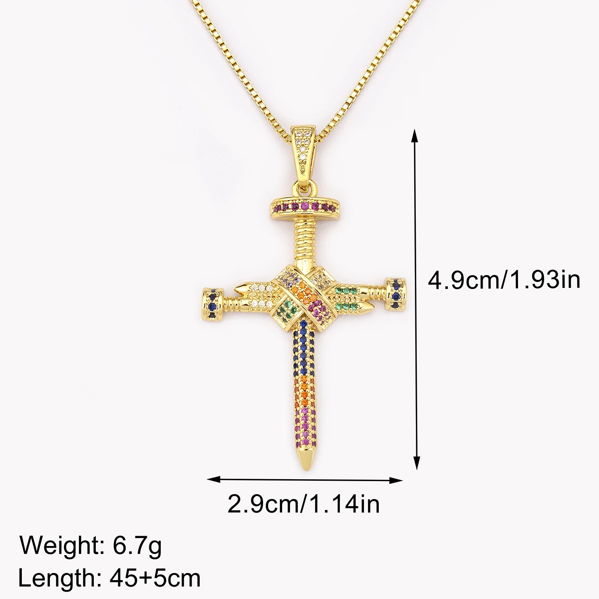 Nidin New Creative Design Peg Shape Personality Cross Pendant Necklace For Female Male Daily Party Chain Choker Jewelry Gifts