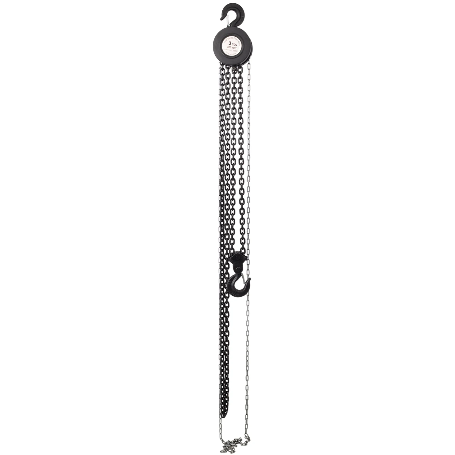 Chain hoist 11000lbs 5T capacity 10ft wIth 2 heavy duty hooks,Manual chain hoist steel construction,Black