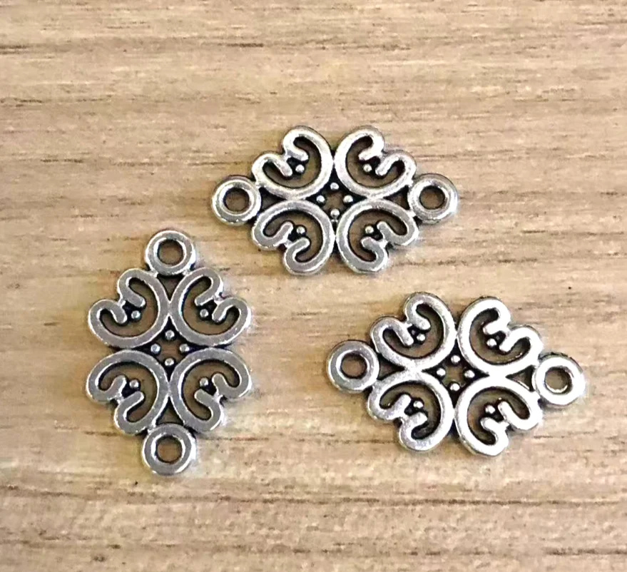 

20pcs 12*19mm Zinc Alloy metal tibetan silver hollow flower connector HWG1870