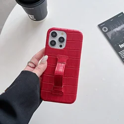 New Crocodile Pattern Suitable for iPhone16 Wrist Strap Holder Phone Case 15Promax Half Pack 14 13Pro Fall Protection Cover12 11