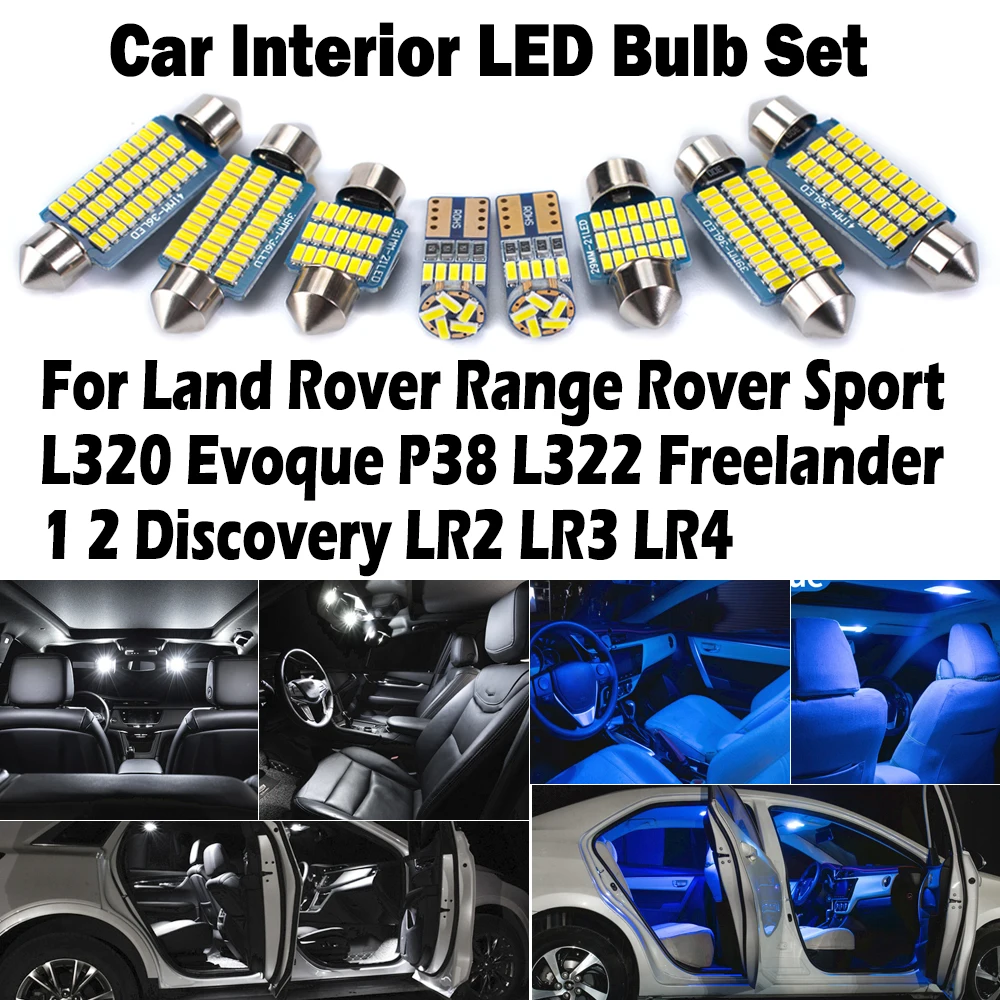 Interior do carro led mapa luz kit canbus para land rover range rover sport l320 evoque p38 l322 freelander 1 2 descoberta lr2 lr3 lr4
