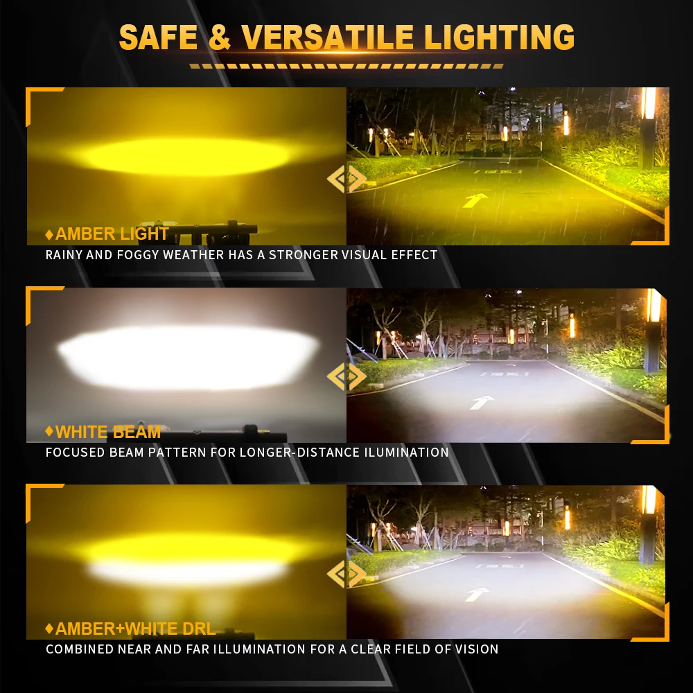 Lampu Sorot Tambahan LED Sepeda Motor Lampu Sorot Berkendara Lampu Berkendara Putih Amber Combo Beam untuk Sepeda Motor BMW