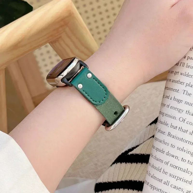 Leather Strap for Xiaomi Mi Band 8 Nylon Canvas Original Replacement Bracelet Smartwatch miband 8 NFC Correa Mi Band 8 Wristband image 3