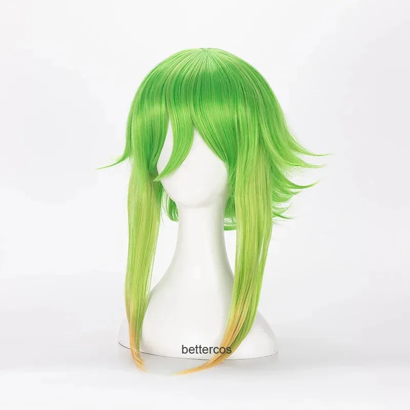♥-新しい2025年版-vocaloid-megpoid-グミ-コスプレウィッグ-45cm-グリーンゴールデンオンブレ-ショートレイヤード-ふわふわ耐熱性合成繊維-★-ベアハウス