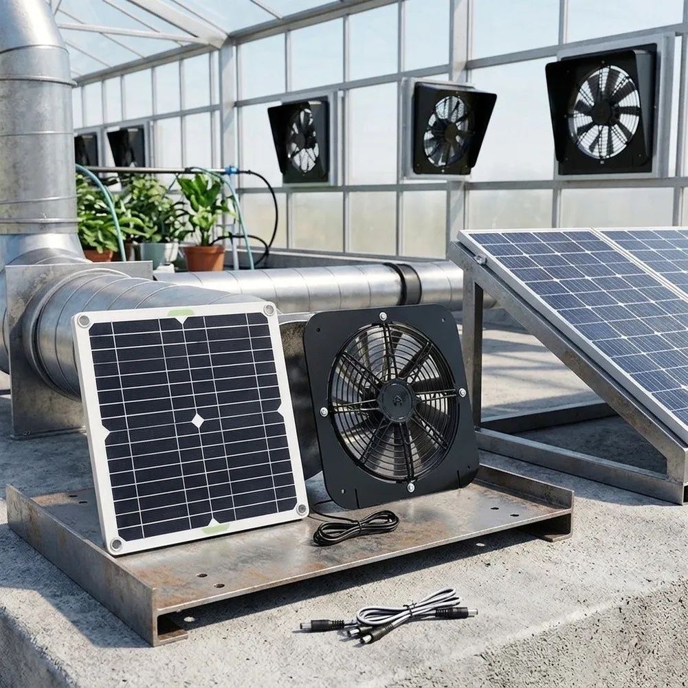 Greenhouse Ventilator 100W Solar Fan Large Area Coverage Optimal Air Circulation Temperature Regulation Weather Resistant Motor