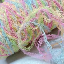 50g/Roll Gradient Color Lace Yarn Colorful Mesh Threads for Knitting Crochet Sweater Hat Bags Dolls DIY Sewing Accessories