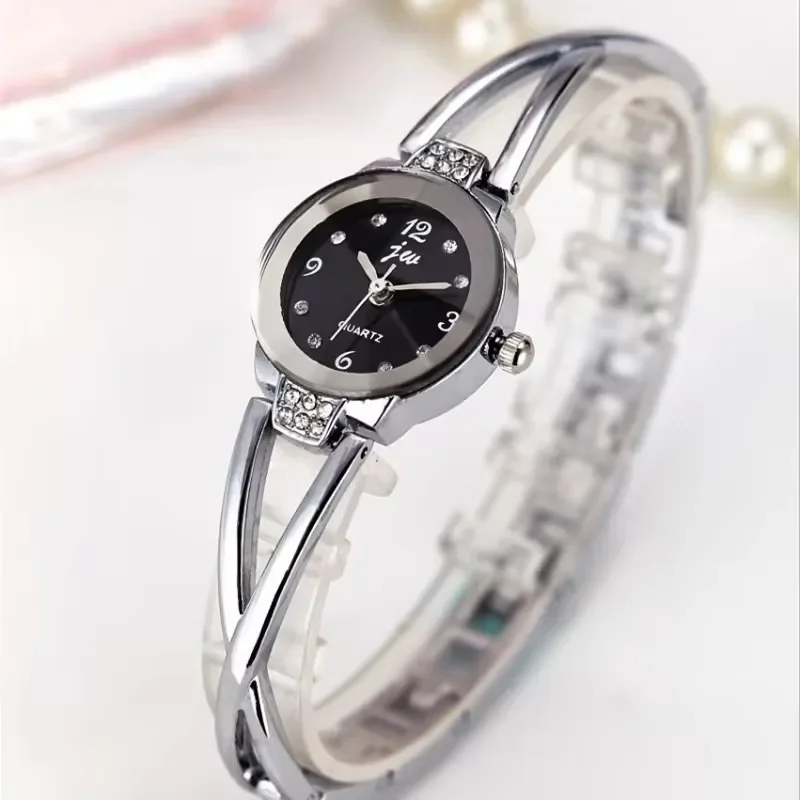 Pulseira de aço inoxidável relógio feminino esqueleto banda strass moda simples relógios 2024 quartzo feminino relógio relogio mujer