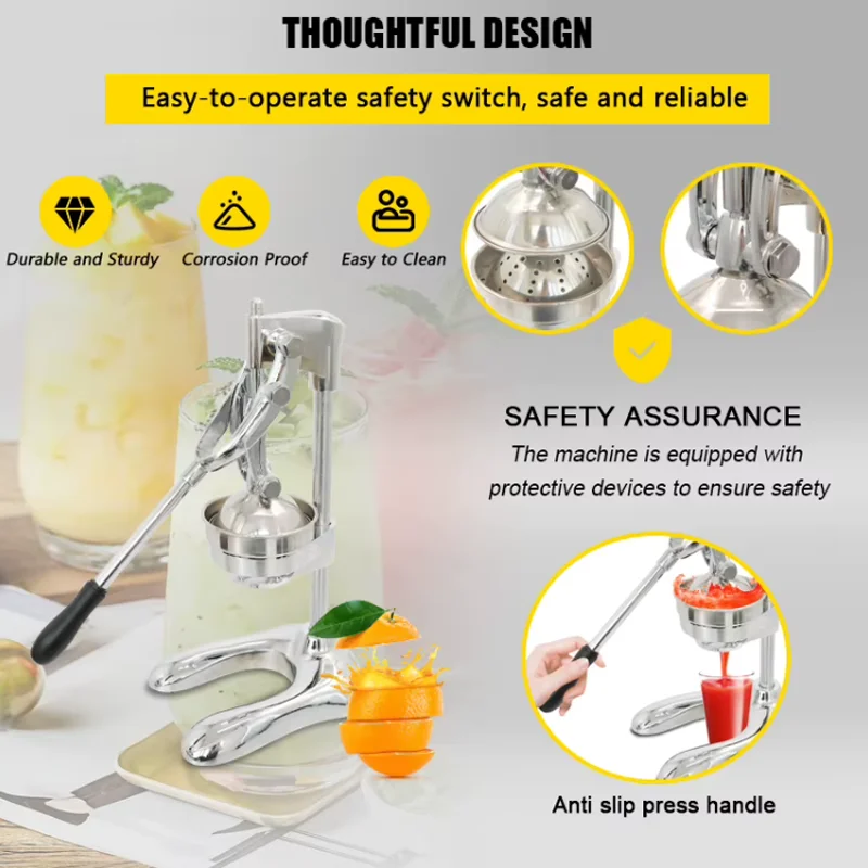 Travel-friendly Manual Fruit Juicer Machine Orange Lemon Juice Extraction Food Processing Machinery Engine for Hotel Restaurant