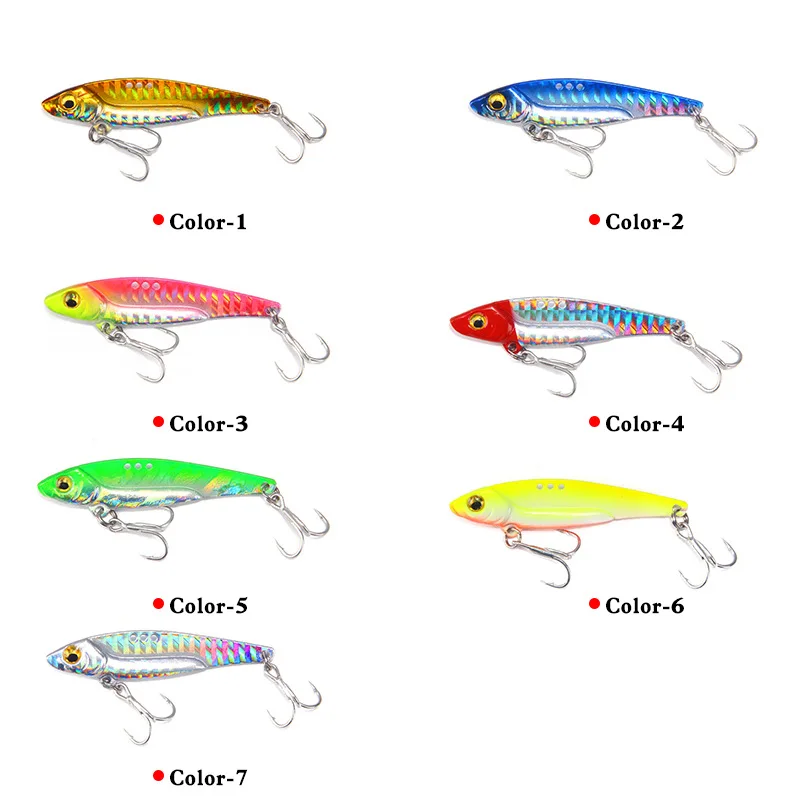 7-teiliges Set 8G/5CM VIB Metall-Angelköder mit Farbdruck, Sinkender Minnow-Köder, Künstlicher Köder, Cooles Angelzubehör – Detail 1
