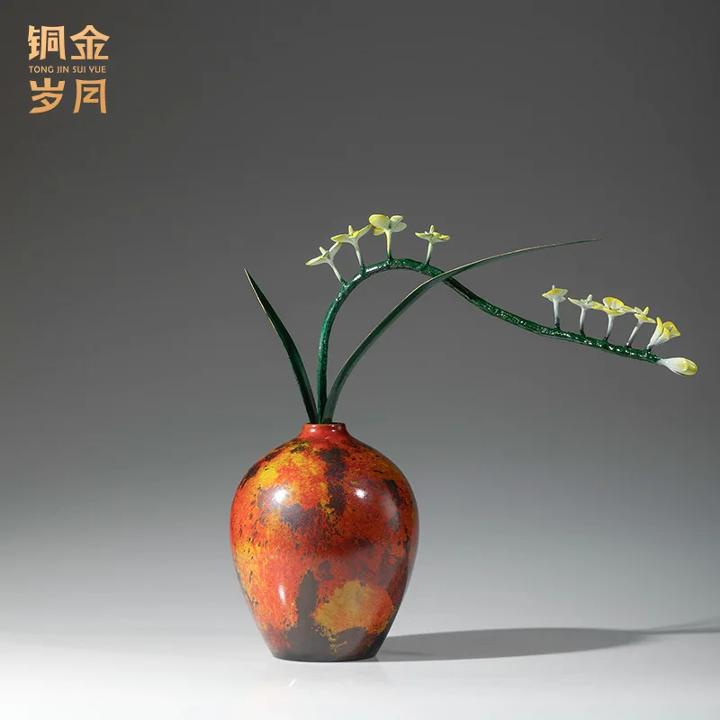 Copper Art Workshop Colorful Orchid Copper Ornament Orchid Vase Flower Arrangement Living Room TV Cabinet Entrance Desktop House