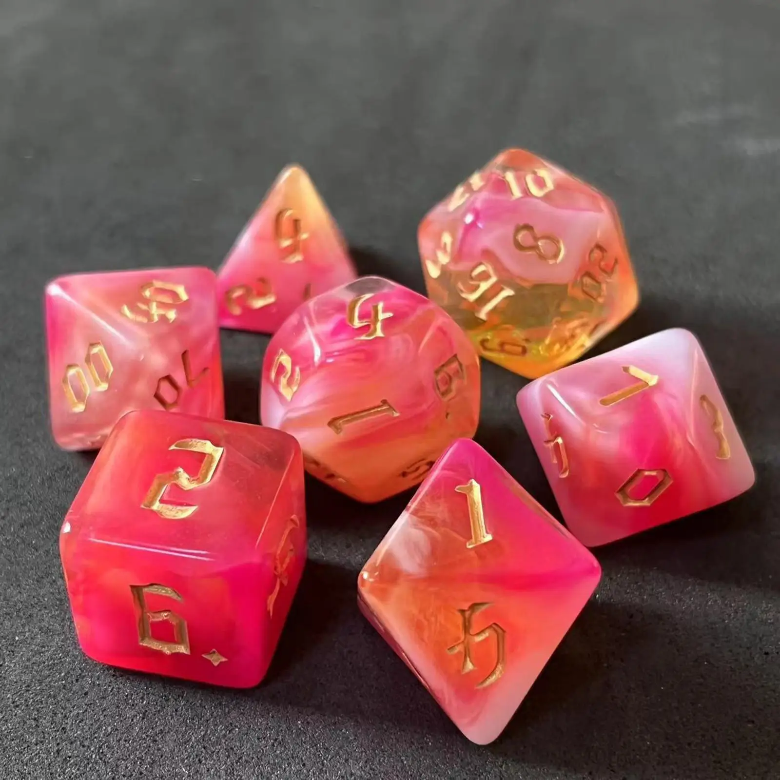 مجموعة نردات متعددة السطوح مزدوجة الألوان دعائم تعليمية متينة من الأكريليك لألعاب الطاولة وتعلم الرياضيات #3