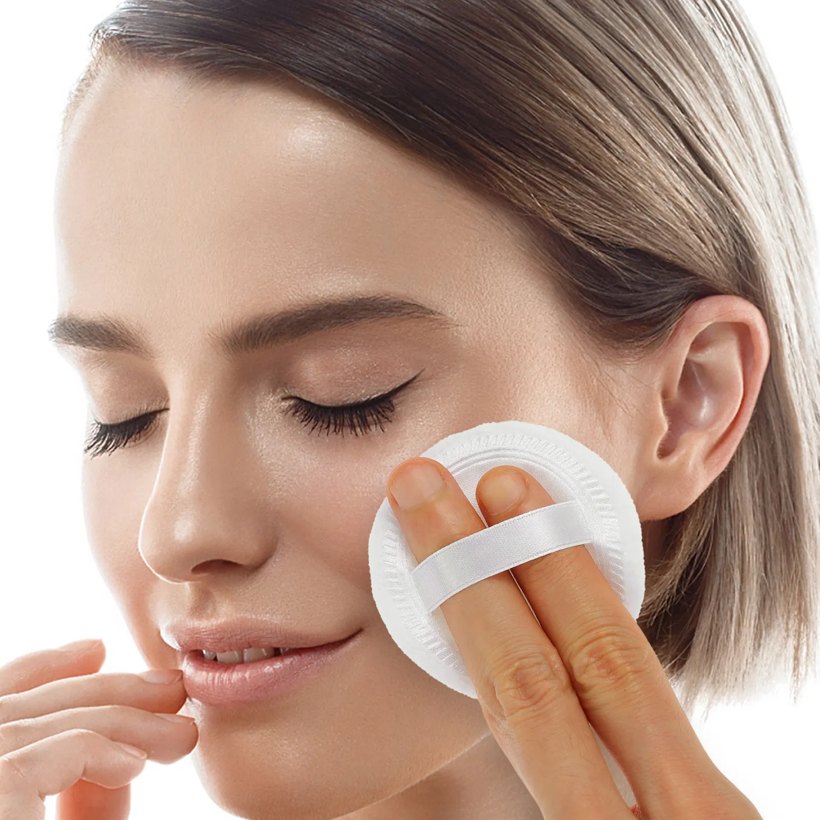 20Pcs Cotton Round Powder Puff for Loose Face Powder Cosmetics Blending Tool High Pickup Retention Washable Makeup Puff