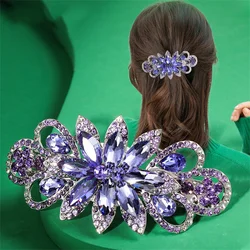 New Fashion and elegant crystal ponytail hair clip for girls, blue flower female hair clip, spring clip, Korean style fixture