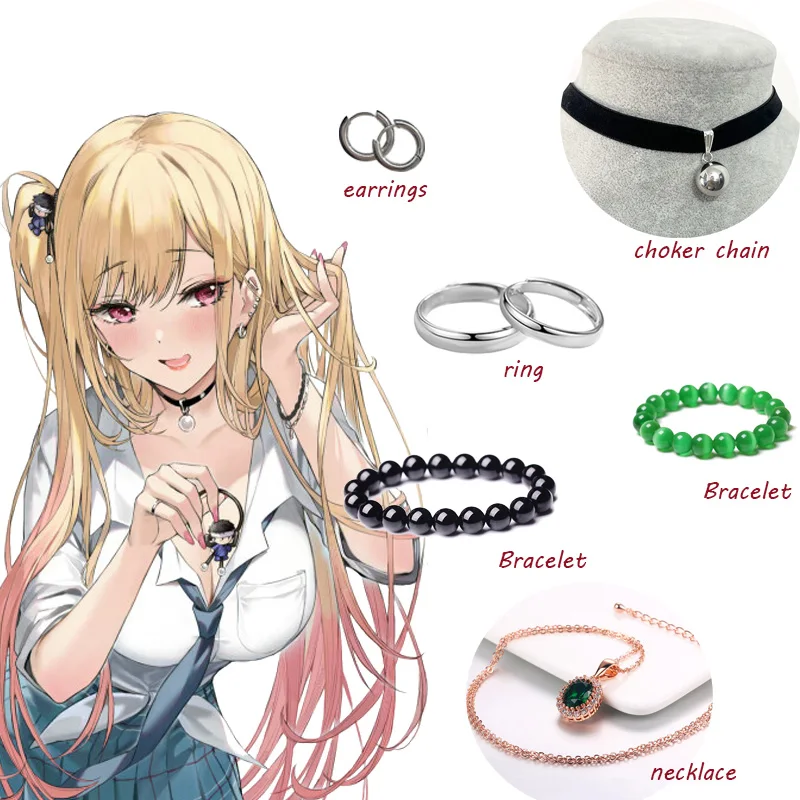 Marin Kitagawa Earrings Necklace Anime Cosplay Accessories Nail Art Ears Bracelet Rings My Dress-Up Darling Cosplay Props Gift