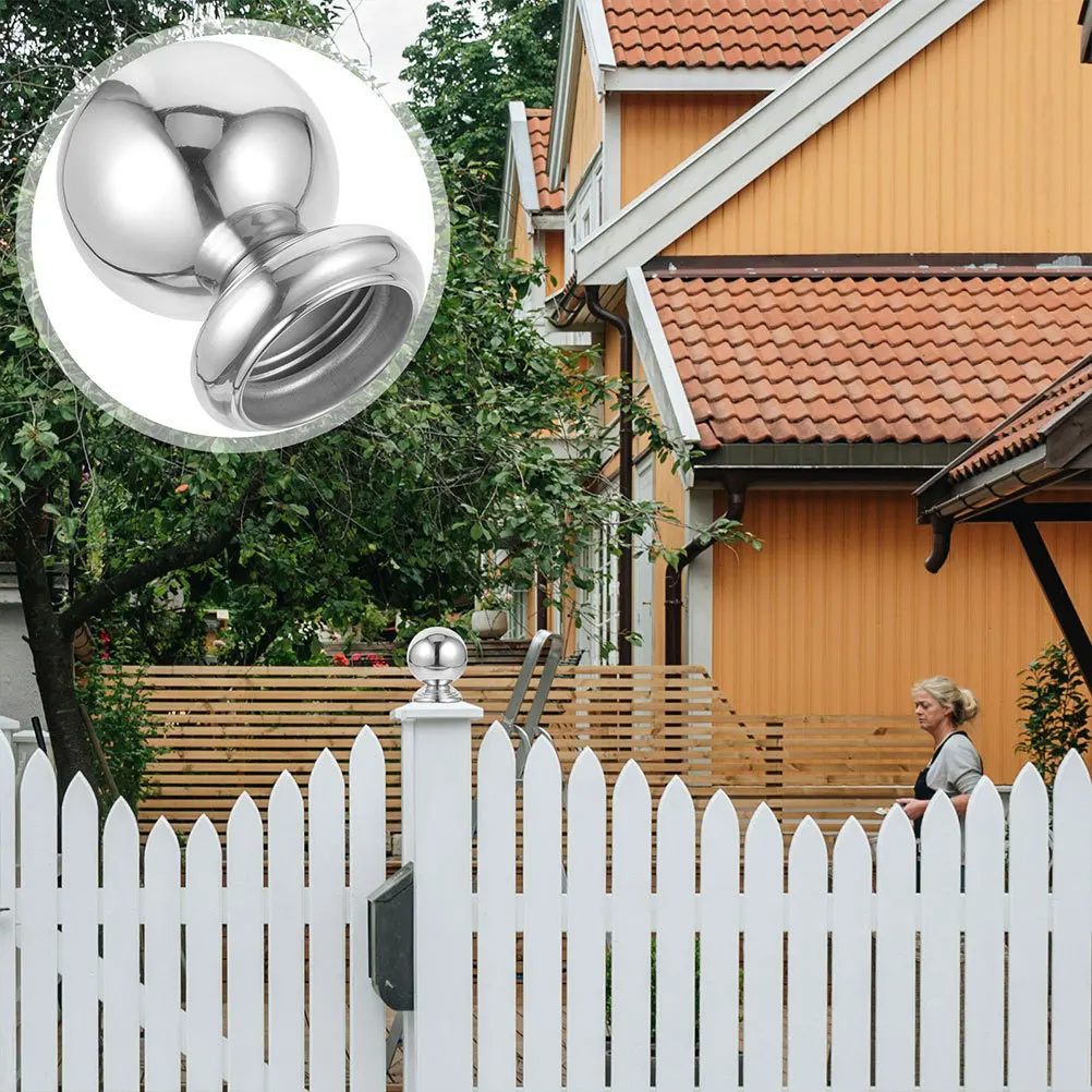 

Stainless Steel Metal Post Ball Fence Finial Unique Curved Design Outdoor Garden Fence Topper Decorative Replacement Finials