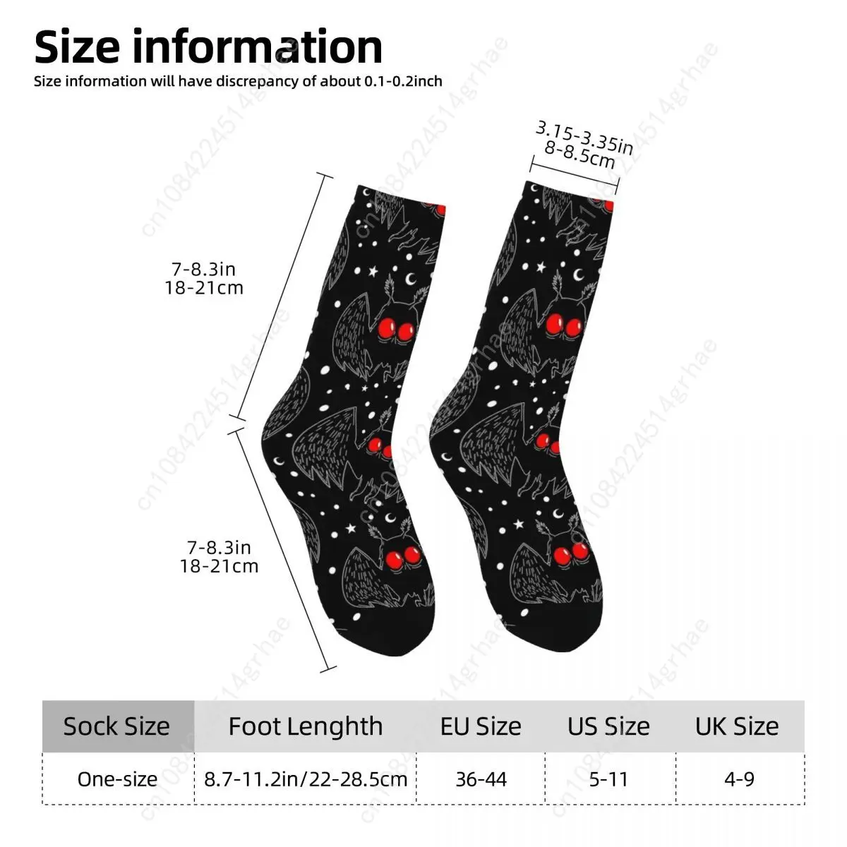 Mothman Night Chaussettes grises Bat Cryptids Bas tendance Couple Chaussettes de sport de course confortables Automne Chaussettes antidérapantes personnalisées
