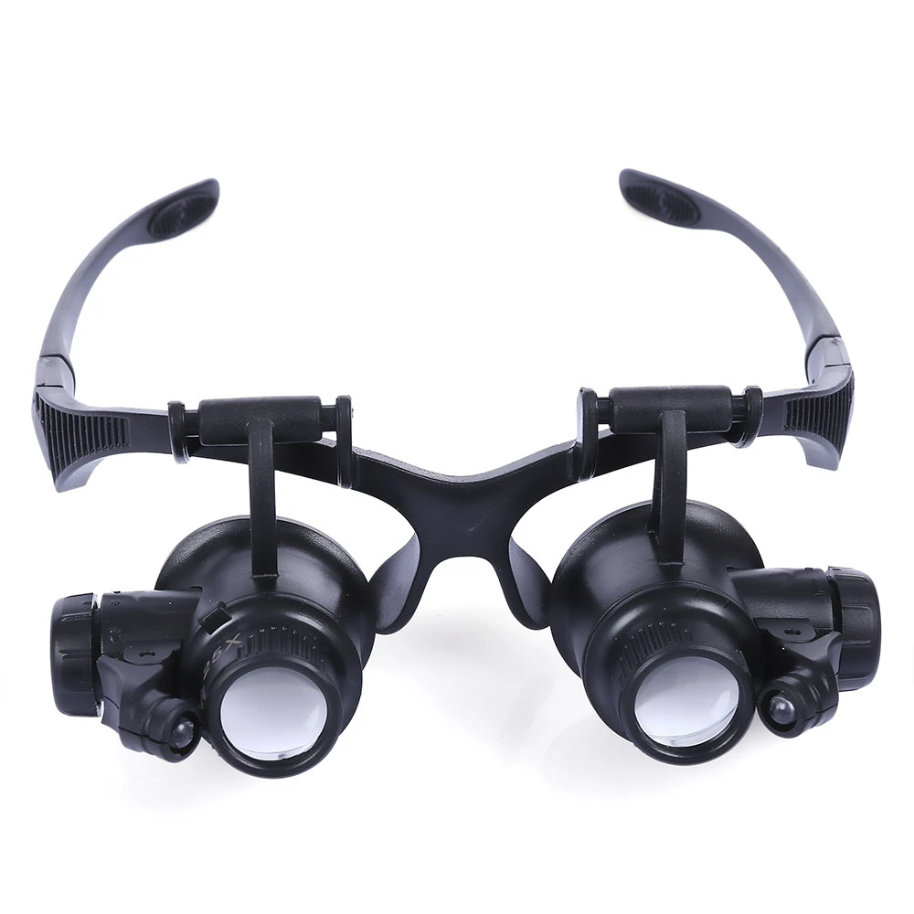 Wearing Magnifying Glass With Led lights 10x 15x 20x 25x Magnification Loupes Jeweler Motherboard Font Magnifier