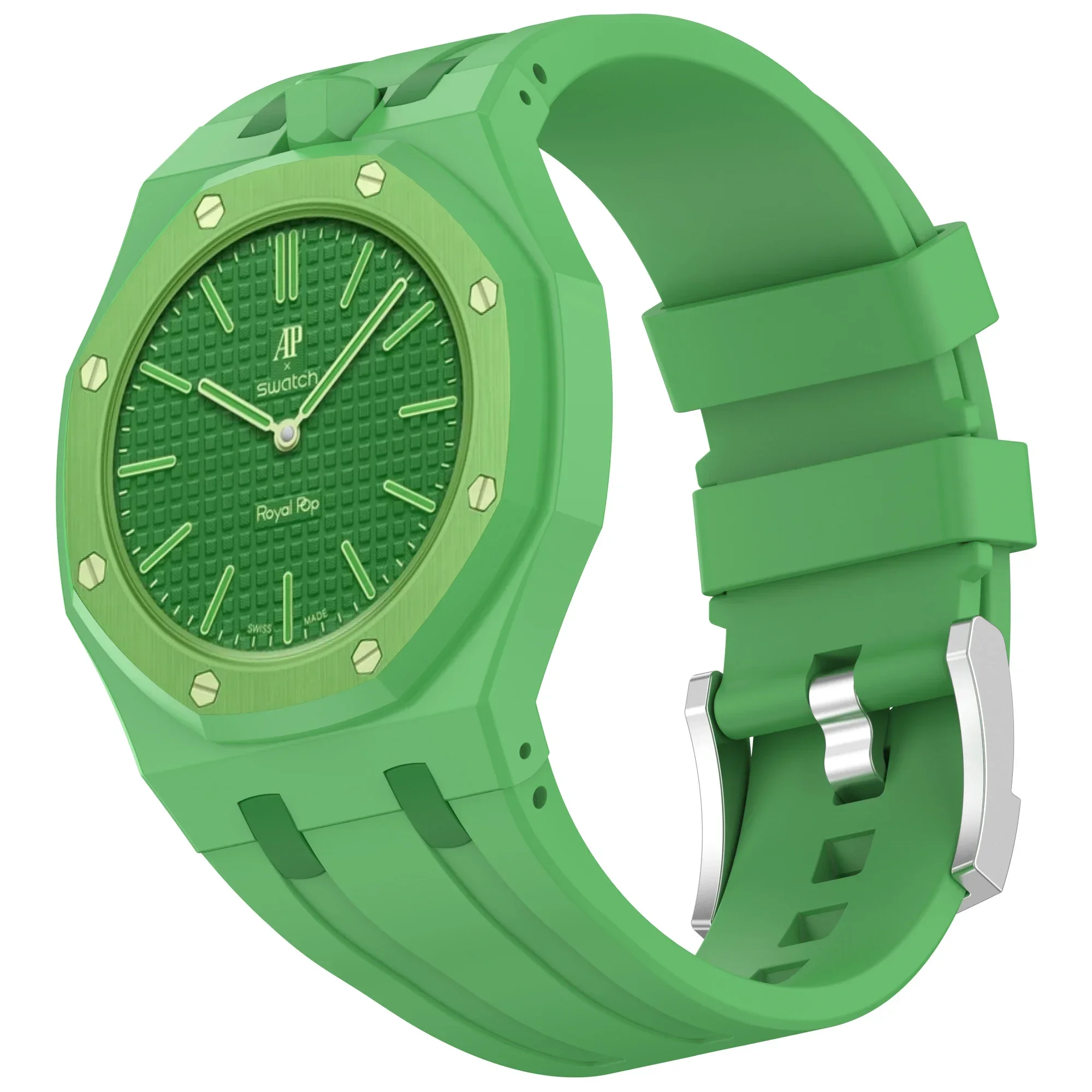2-in-1-Armband + Gehäuse für Swatch x AP Royal Pop Taschenuhr, umbaubar zur Armbanduhr, PC-Gehäuse + Silikonarmband, Armband-Zubehör – Detail 17