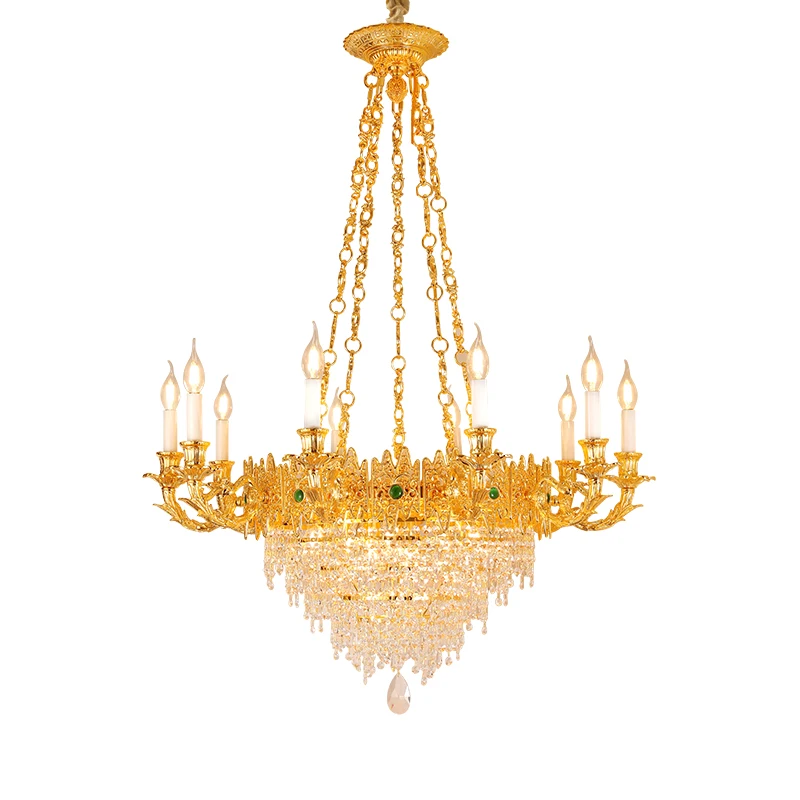 

DINGFAN French Crystal Chandelier Golden Living Room Lamp European Retro Bedroom Lamp